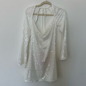 Beginning Boutique White Sequin Mini Dress
